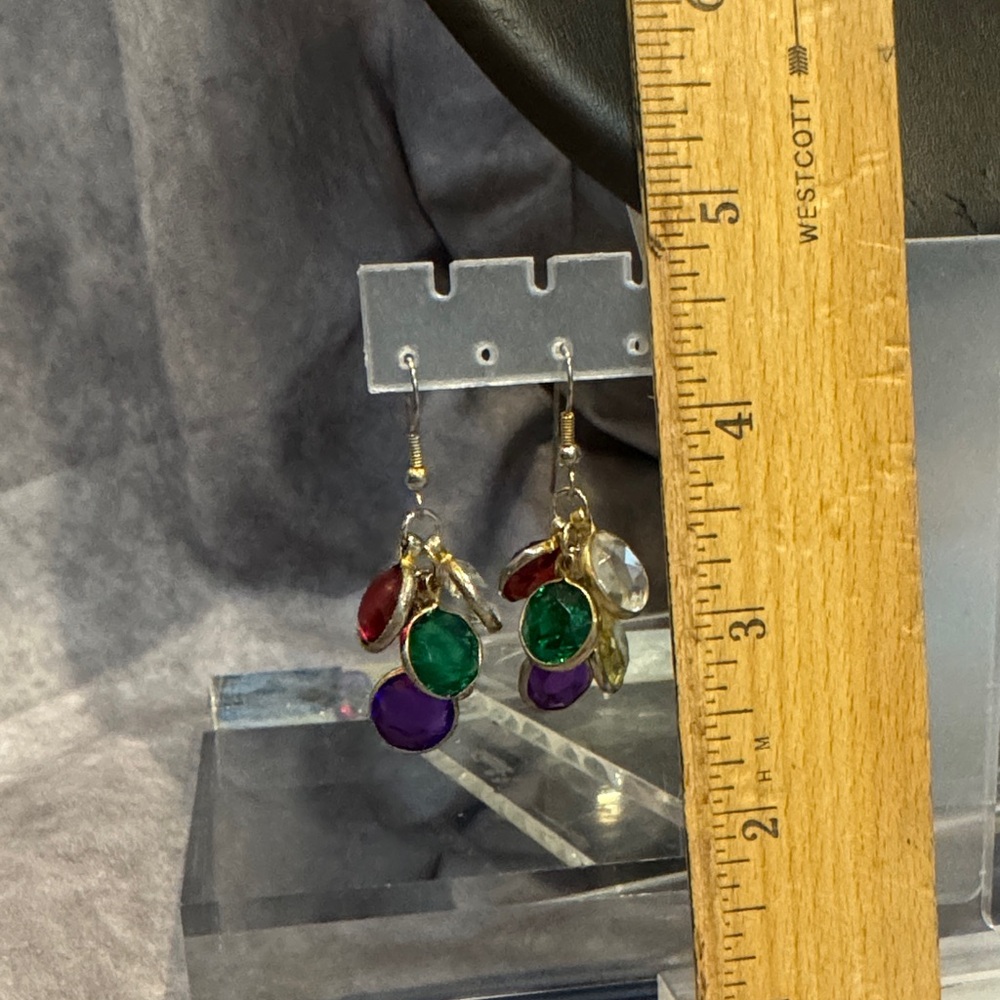 Swarovski Elegant‎ Multicolor Bezel Set Crystal Dro Pierced Earrings